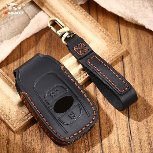 Dandkey For Subaru BRZ Forester Legacy Outback WRX WRX STI Impreza XV Crosstrek Leather Car Key Case Smart Remote Cover Keys Bag