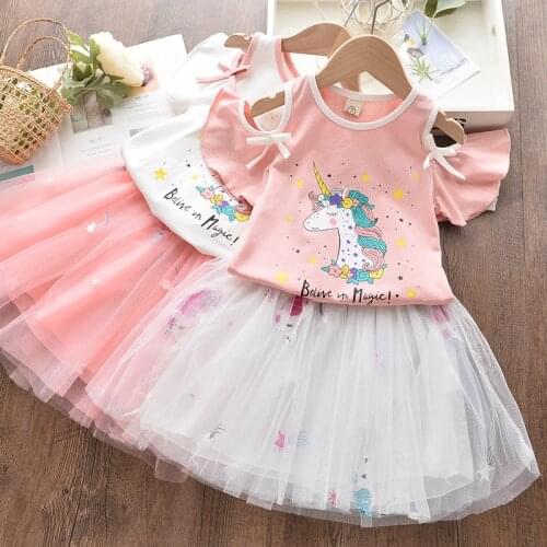 Menoea 2020 Girls Dress Summer Animals Pattern Mesh Cloth Kids Cute Princess Dress Baby Party Cartoon Clothes Dresses Child