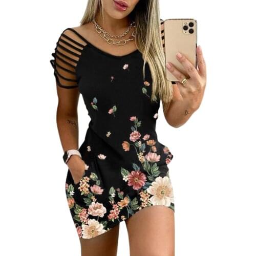 Mini Dress Women Short Sleeve Slim Fit Bodycon Ruched Party Dresses Summer Chic Floral Print Sexy Dress Female Clothing D30