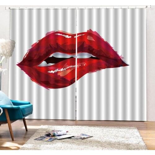 Fashion Women Sexy Shower Curtain Polyester red Lip Bathroom Curtain Big Mouth Nordic Bath Curtains Custom made 3D Digital Print