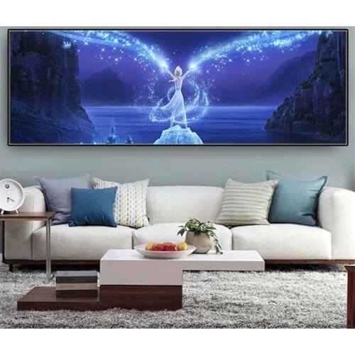 Cartoon Princess Elsa&Anna Canvas Painting Disney Frozen Ice Sister Figure Posters Prints Wall Art Picture Girls Room Home Decor