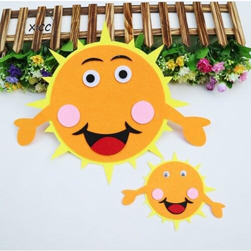 XICC Smile Face Sun Wall Stickers Moon DIY Children Room Craft Kids Handwork Kindergarten Children School Felt Non-woven Fabric