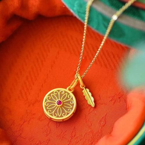 Natural Hetian white jade pendant necklace Chinese retro court style double sided craft pattern designer silver jewelry