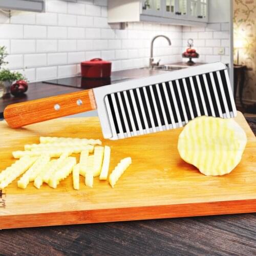 Stainless Steel Potato Chips Wavy Cutter Dough Vegetable Crinkle Slicer Knife Corrugated Knife Kitchen Accessories
