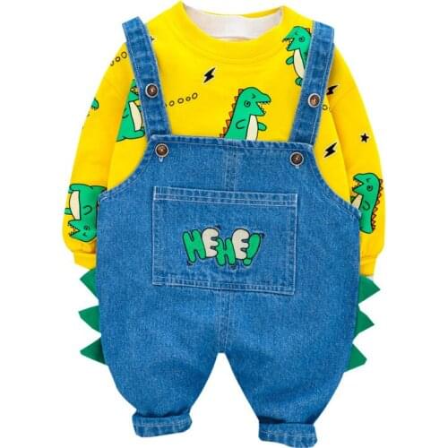 New Spring Autumn Baby Girl Clothes Suit Fashion Children Boys T Shirt Overalls 2Pcs/sets Kids Casual Costume Toddler Sportswear