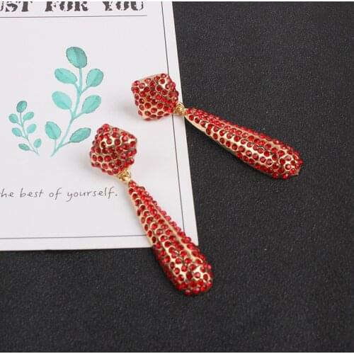 New fashion all-match alloy rhinestone drop earrings elegant temperament ladies jewelry jewelry