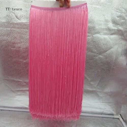 Wholesale 10Yards 100cm Wide Lace Fringe Trim Tassel Pink Fringe Trimming Lace For DIY Latin Dress Stage Clothes Accessories