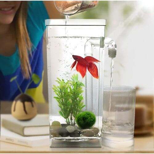 Christmas child gift aquarium Goldfish Betta fish tank simple self-cleaning desktop plastic creative ecology free water change