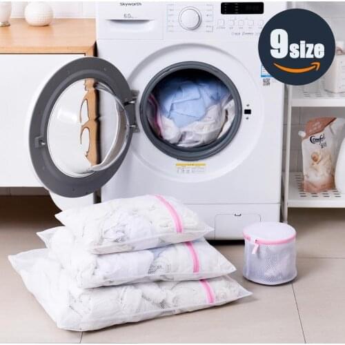 Foldable Laundry Bags Bra Socks Underwear Washing Machine Protection Bag Zippered Mesh Storage Bags Organizer Container 5 Size