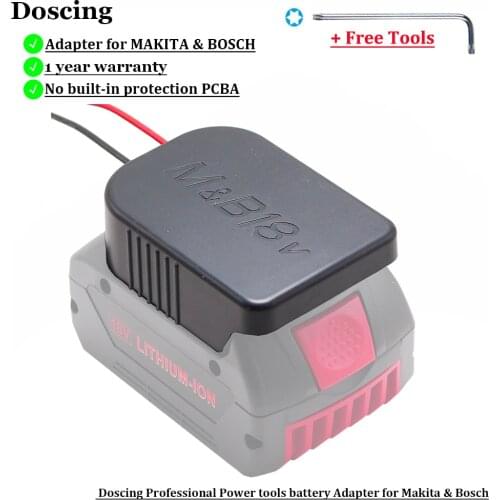 Battery Mount Connector Adapter Dock Holder 14 awg Wires For Makita Bosch 18V Lithium Battery BL1860 BL1830 BL1850 BL1840BAT609