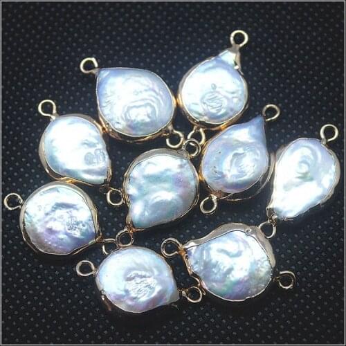 4pcs nature freshwater pearl connectors irregular shape keshi pearl baroque shape silver and golden colors