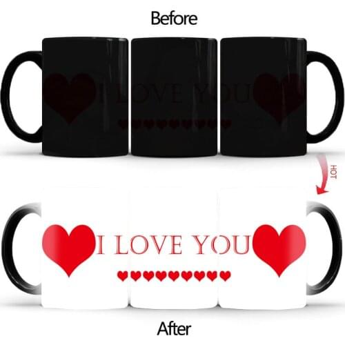 Surprise “I LOVE YOU” Magic Mug,Heat-sensitive Reactive propose Cup Changing Coffee Mugs,coffee cups office Drinkware BSKT-106