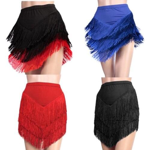Dance Dress Skirt Tops Summer Adult Women Children Rumba Cha Samba Tassels Latin Is Short Urethane Elastic Fibre Spandex