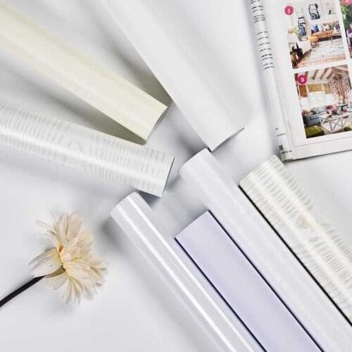 Grain Wood Wallpaper White PVC Waterproof Decorative Film Kitchen Cabinet Drawer Bedroom Wardrobe Furniture Renovation Sticker