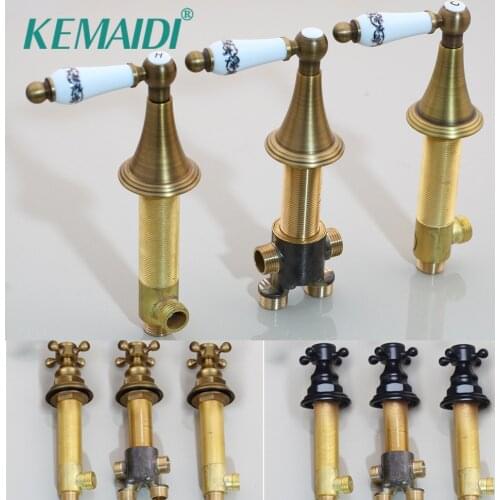 KEMAIDI Good Quality Hot And Cold Water Control Valve 3 Sets For Faucet Bathroom Mixer Valve Tap Handle Bathroom Accessaries