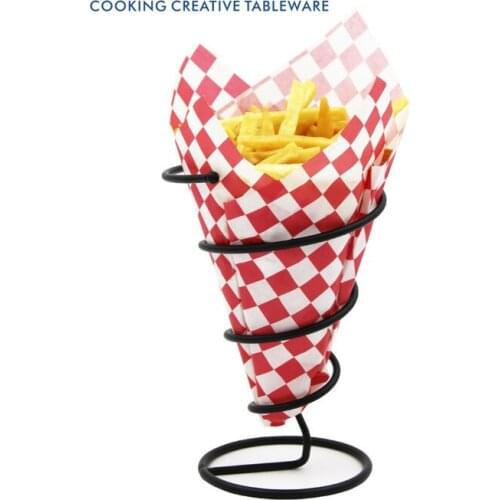Iron Potato Chips French Fries Basket Fries Holder Snack Frame Snack Basket Fried Chicken French Corkscrew Fries Basket Tray 1pc