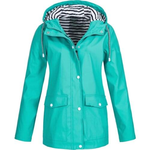 CINESSD Women Autumn Winter Waterproof Jacket Coats False Two Piece Zipper Single Breasted Solid Casual Hooded Trench Jackets