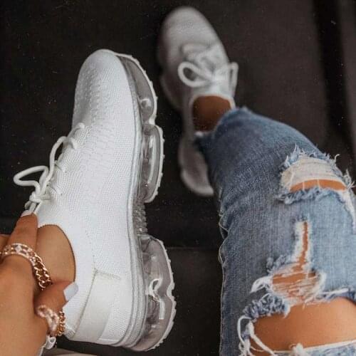 Women sneakers 2021 fashion solid color air cushion flat casual shoes women sneakers breathable summer shoes female plus size
