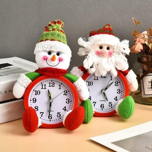 1Pc Creative Christmas Santa Round Digital Alarm Clock Kids Bedside Table Clock Home Decor Without Battery