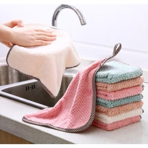 10/5Pcs Reusable Kitchen Scouring Pads, Dish Towels, Kitchen Rags and Non-greasy Table Cleaning Tools Kitchen Cleaning Cloth