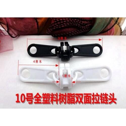 10# black white vislon plastic slider for resin zipper double puller 5pcs reapir sewing diy outdoor luggage bags tents zip