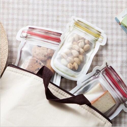 10 pieces Mason Jar Pattern Food Saver Storage Bags Set Organizer Children Snacks Fresh bags Food kitchen Accessories