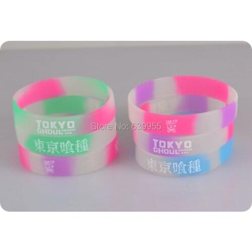 10pcs Tokyo ghoul KMNEKI KEN glow in dark silicone Bracelet bangle wristband anime jewelry men women cosplay costume accessories