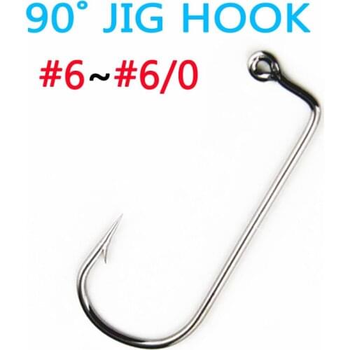 [100pcs] High Carbon Steel Aberdeen 90 Degree Shank Bent Saltwater Jig Hooks #6~#6/0