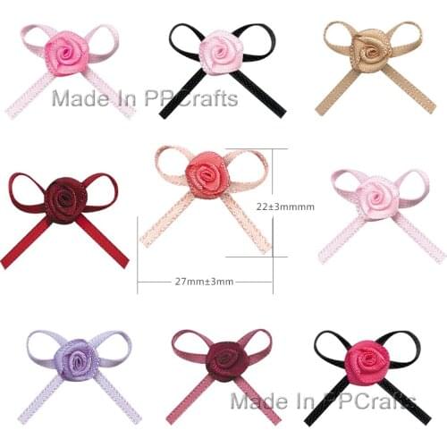 22X27MM Satin/Grosgrain Ribbon Bead Hand-Tied Bowknot For Hairbow DIY Crafts 200pcs Free Shipping