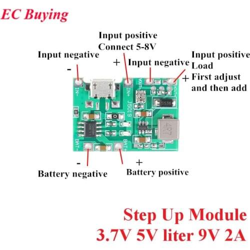 3.7V 5V liter 9V 2A Adjustable Step Up Boost Module 18650 Lithium Battery Charging Discharge Integrated Module For Multimeter
