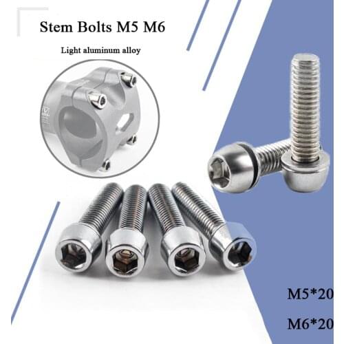 4pcs/set Headset Stem Cap Screw Ultralight Stainless Bicycle Seat Disc Bolt M5*20 M6*20 MM MTB Mountain Road Bike Accessories