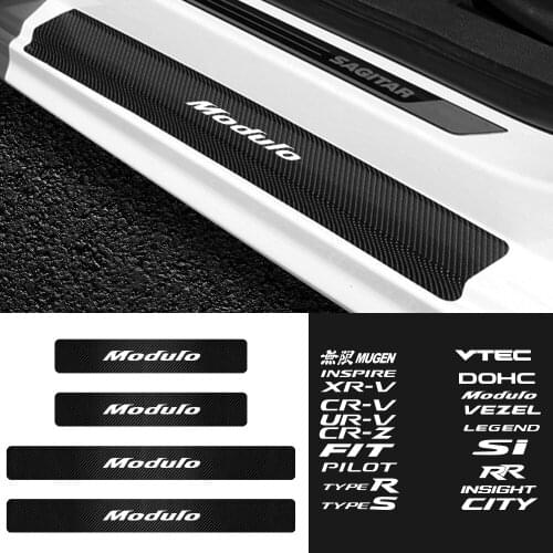 4Pcs 3D Carbon Fiber Car Door Threshold Sticker Waterproof Decal for Mugen Power Honda City CRV URV Typer Vtec Accessories