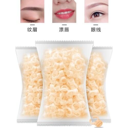 500Pcs Slicone Eyebrow Tattoo Ring Cup Microblading Pigment Glue Divider Tattoo Ink Pigment Cup Permanent Makeup Accesories