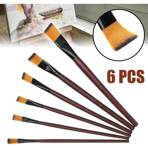 6pcs Flat Artist Paint Brushes Set Oil Acrylic Pen Artist Painting Brushes Pen for Artists Painters Beginners