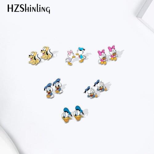 Donald duck Cartoon Anime Acrylic Stud Earrings Resin Epoxy Stainless Steel Back Ear Jewelry