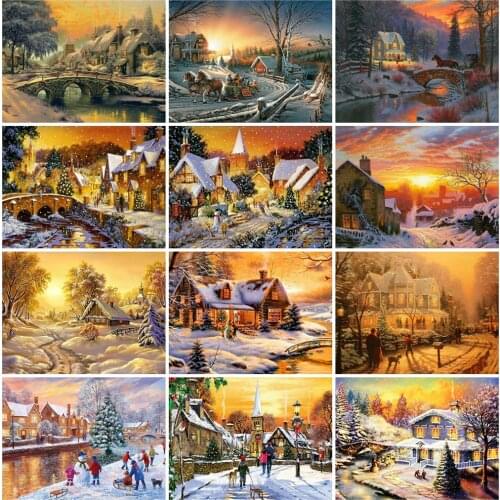 EverShine Diamond Embroidery Scenic Full Square Diamond Painting Town Cross Stitch Sunset Picture Mosaic Handmade Gift