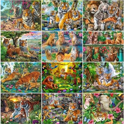 EverShine Diamond Painting Tiger Full Square Diamond Embroidery Animals Picture Rhinestone Mosaic Kit Cross Stitch Beaded Hobby
