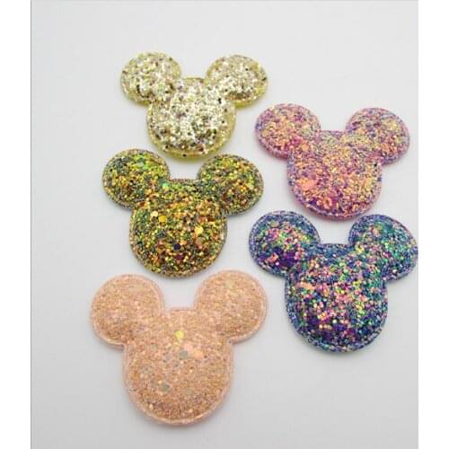 20pcs/lot 5.5cm Glitter Cat Head Padded Applique for DIY Children headwear Accessories & 'Appliqued DIY Craft Decoration