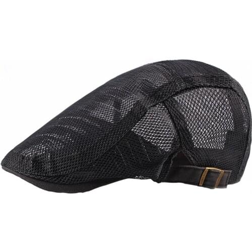 Summer Men Adjustable Retro Mesh Beret Hat Women Solid Color Casual Breathable Sunhat Newsboy Detective Restaurant Painter Gorra