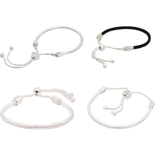 Lomeo 925silver,Pavé love star tassel sliding hand rope bracelet female simple personality