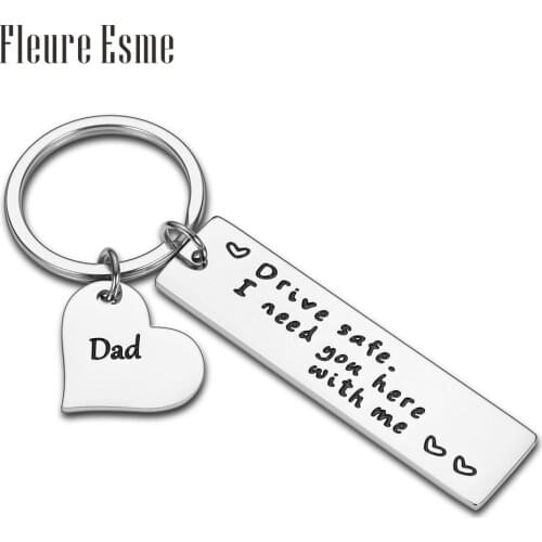 Father Day Key Chain Cute Car Keychain Family Gift Drive Safe I Need You Here with Me for Husband Father Boyfriend Couples Men