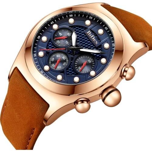 2019 Top Brand Luxury Men Quartz Watches Genuine Leather Waterproof Casual Chronograph Clock Male Wrist Watch Relogio Masculino