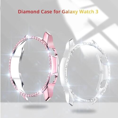Diamond Pc Case For Samsung Galaxy Watch 3 45mm 41mm Shiny Diamond Pc Cover Case Bumber For Samsung Galaxy Watch 3 45mm 41mm