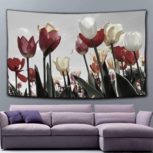Colorful Floral Plants Tapestry Lavender Sunflower Wild Flowers Tapestry Wall Hanging Nature Scenery Tapestry