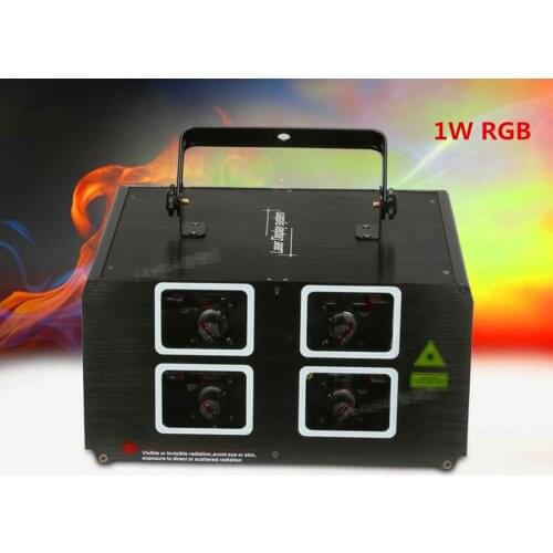 Double four red green blue full color line laser light stage lighting KTV lamp bar lamp 1W RGB