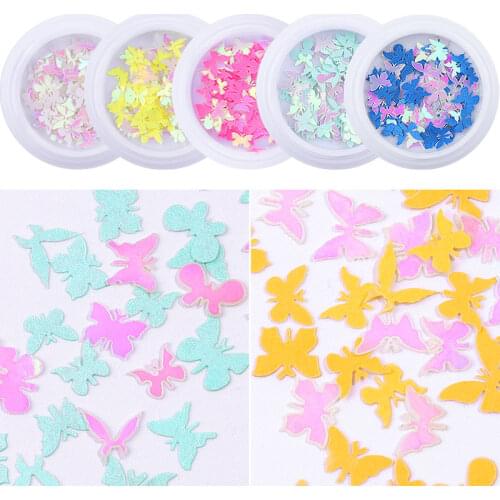 Double Sided Nail Art Laser Butterfly Sequins 3d Glitter Nail Decoration Ultrathin Confetti Japanese Manicure Design Accessories