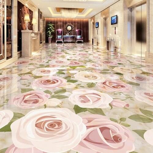 European Style Jade Reliefs Plants Flowers 3D Floor Tiles Wallpaper Sticker Living Room Hotel Mall Photo Murals Papel De Parede