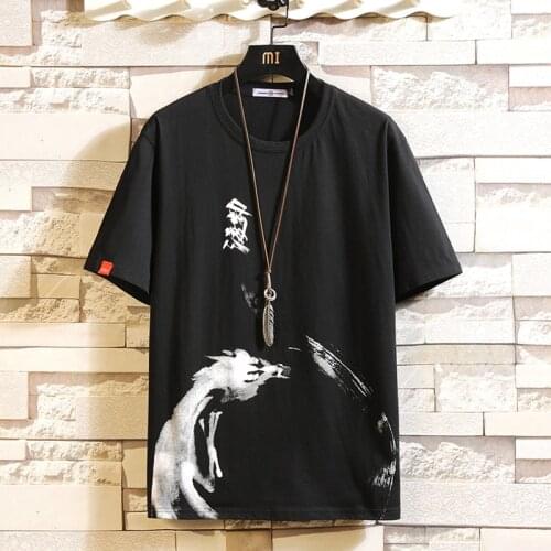Funny Anime Print Oversized Men T Shirt Hip-Hop Cotton T-shirt O-neck Summer Japanese Male Causal Tshirts Fashion Loose Tees