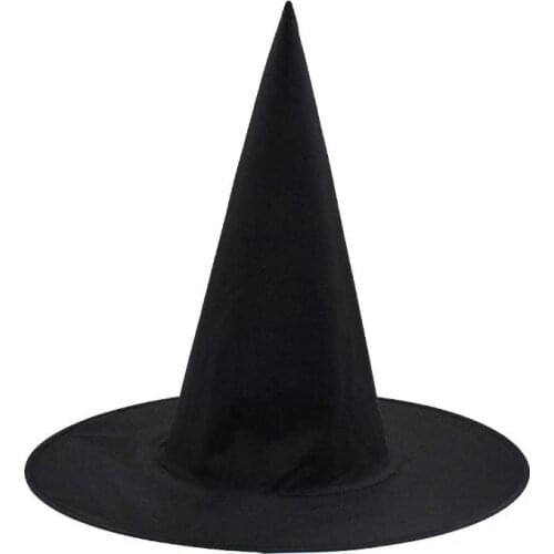Hot Sale Halloween Adult Womens Black Witch Wizard Hat for Halloween Fancy Dress Party Costume Accessory Fashion Peaked Cap