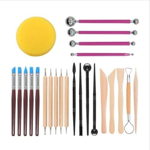 Hot YO-24 Pieces Set Of Clay Tools Set Clay Sculpting Tools Set Ball Stylus Embossing Pottery & Ceramics Tools Diy Arts Crafts L